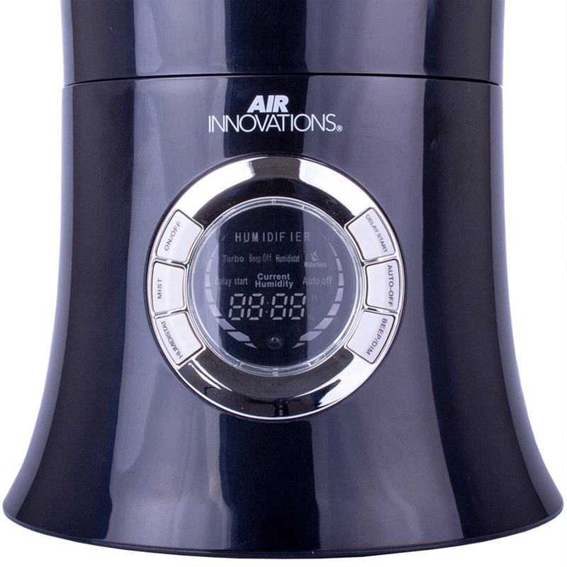 Air Innovations 1.7 Gallons Cool Mist Ultrasonic Tower Humidifier with Adjustable Humidistat for 400 Cubic Feet, Black