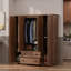 Armoire-penderie classique avec 4 portes, 2 tiroirs, tringles suspendues et rayures verticales-607993413
