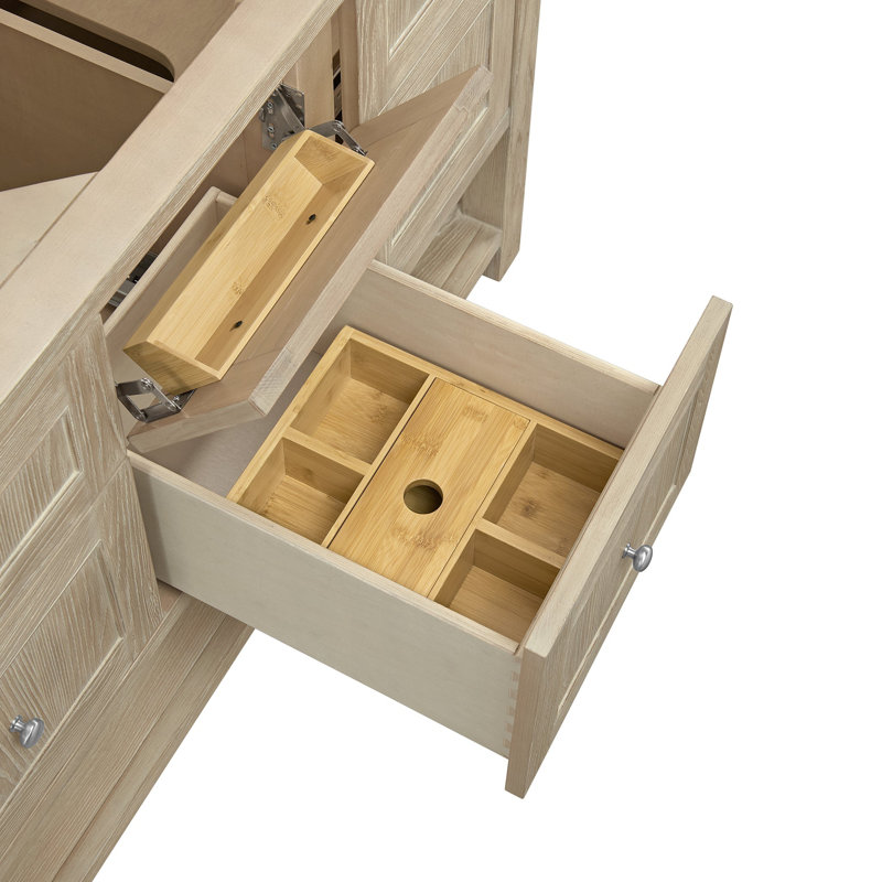 Breckenridge 60'' W Double Vanity, Whitewashed Oak, White Zeus, Widespread