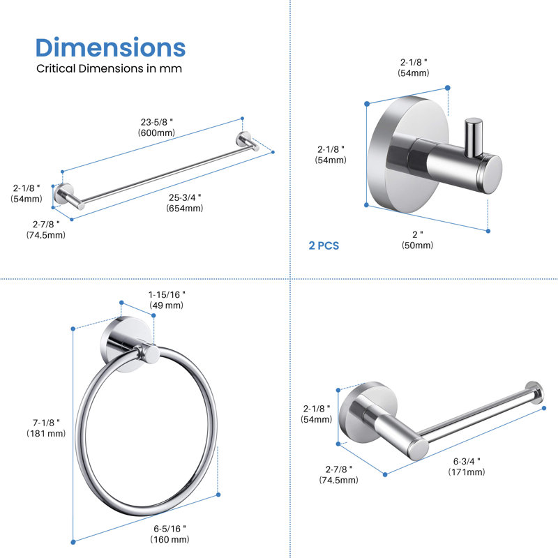 Circular 5 - Piece Bathroom Hardware Set, Chrome