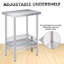 Table de travail réglable en acier inoxydable à tablette réglable, table de préparation commerciale robuste 24 po x 24 po, capacité de 660 lb, table de service en métal facile à nettoyer pour la cuisine, le restaurant, le bureau et le garage
