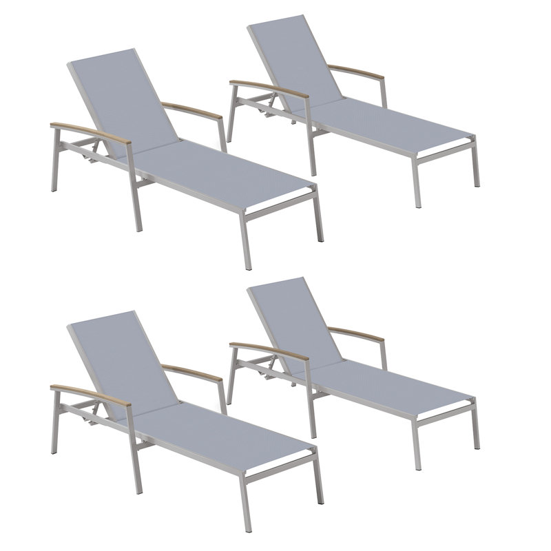 Travira Outdoor Chaise Lounge, Titanium Basketweave, Tekwood Vintage, Flint