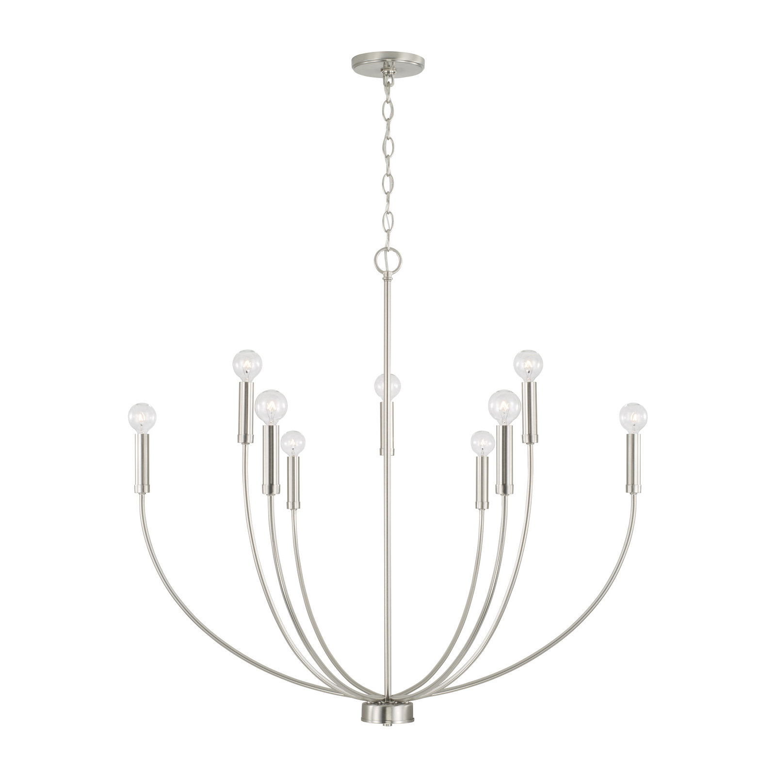 Ansley Dimmable Classic / Traditional Chandelier, Brushed Nickel, 9 Lights
