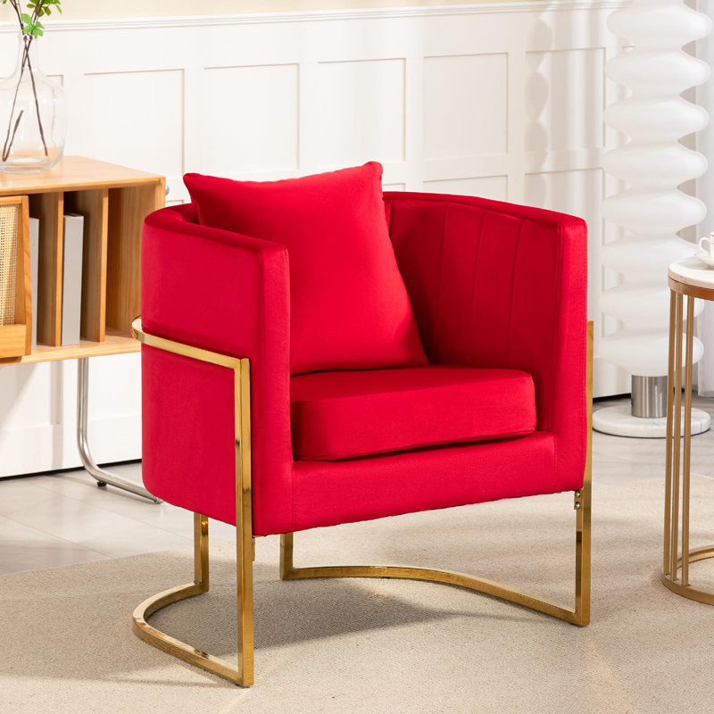 Fauteuil demi-tonneau Zianah, Red Velvet