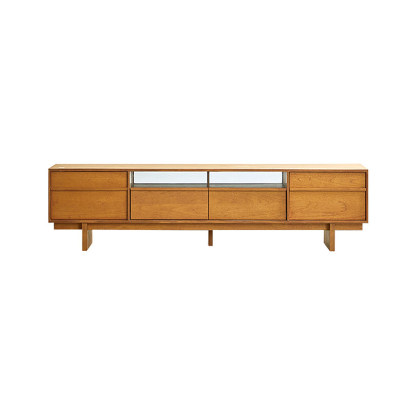 Meuble télé en bois de style rétro, Burlywood, H 19,3 po x L 70,86 po x l 15,75 po