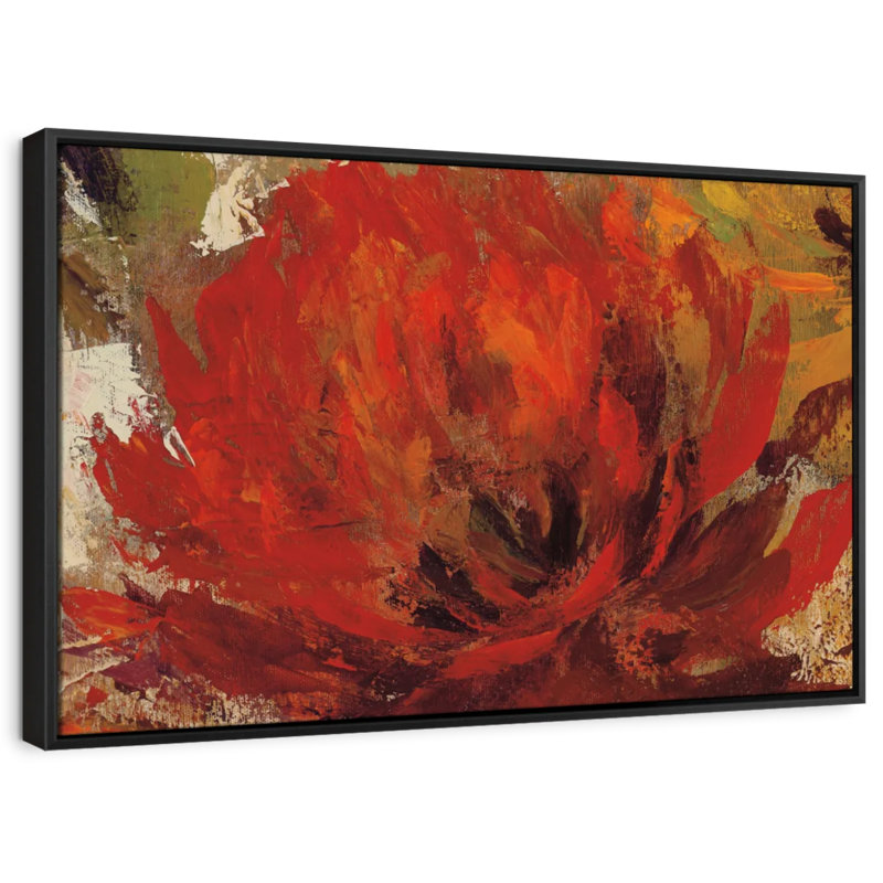 "Fiery Dahlias II, art mural", H 9 po x l 13 po