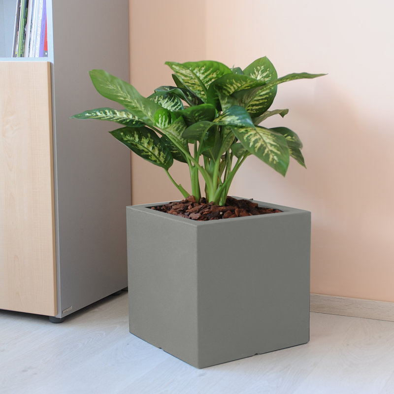 ATLANTIS Square Pot Single Wall, 40cm H x 40cm W x 40cm D, Aged Stone