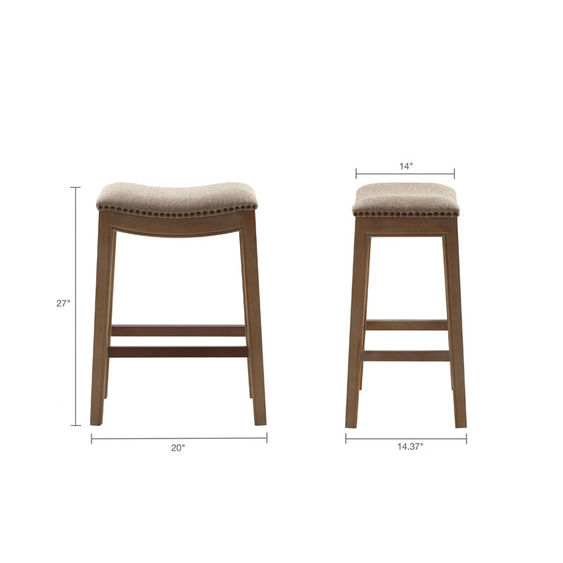 Tabouret de comptoir Saddle avec structure en bouleau récupéré et plaque distinctive, Lin lin, Bouleau