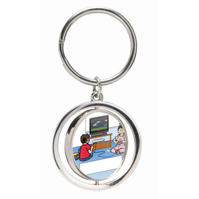 Personalized Video Gamer - Female Small Spinning Key Chain