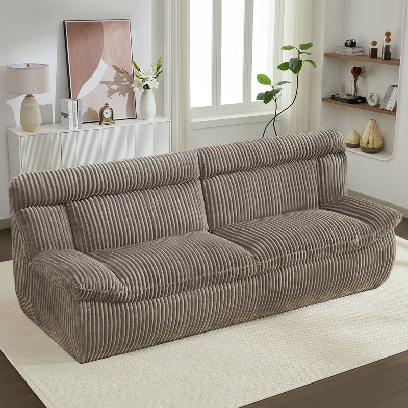 82" W Modern Corduroy Compression Couch For Living Room,No Assembly Required,Modern 3-Seat Cloud Couch with Deep Seat and Higher Back