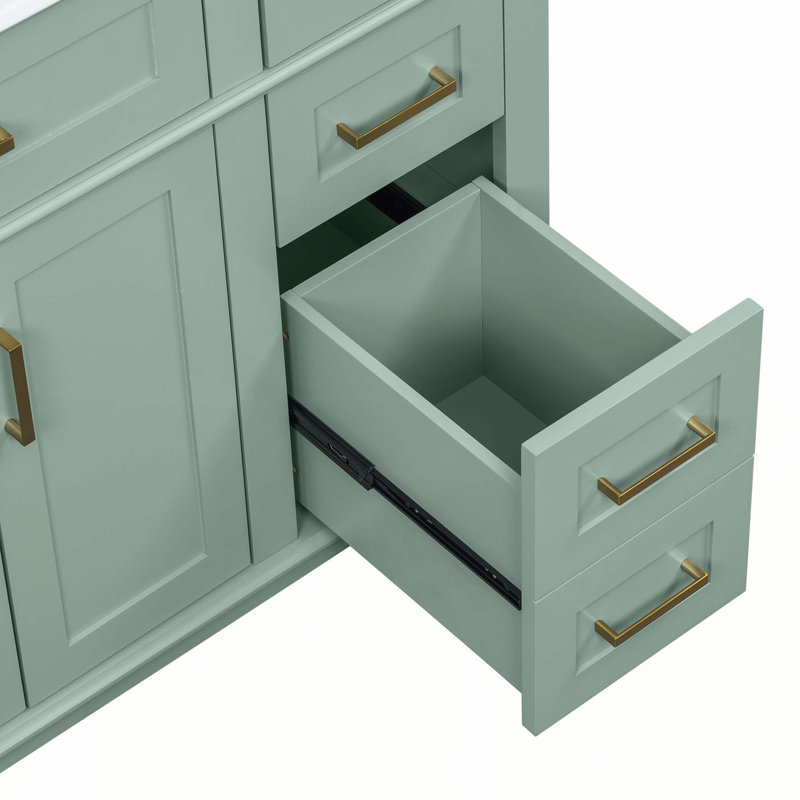Modern Bathroom Vanity with Ceramic Sink and Multiple Storage Options for Enhanced Functionality