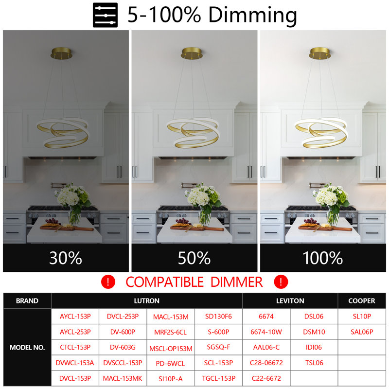 Luminaire suspendu moderne à hauteur réglable avec lustre moderne à DEL pour couloir, cuisine, îlot de cuisine, Doré