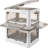 32Qt Plastic Storage Bins with Lid, Collapsible Storage Bins with Wheels, Storage Boxes with 4 Doors, Stackable Storage Bins for Organizing Clothes, Snacks and Camping, 2-Pack (Grey)