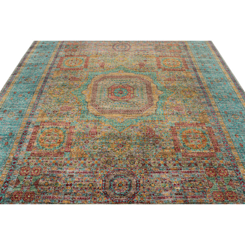 Tapis traditionnel 8 x 11 mauve et bleu clair Anatolian