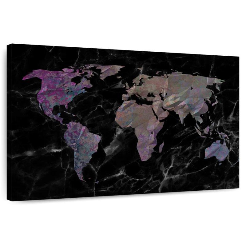 Carte du monde géométrique foncée Aliaz, H 20 po x l 30 po