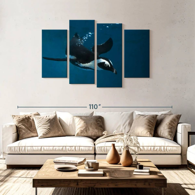 Brampt Swimming Penguin, 48"H x 75"W