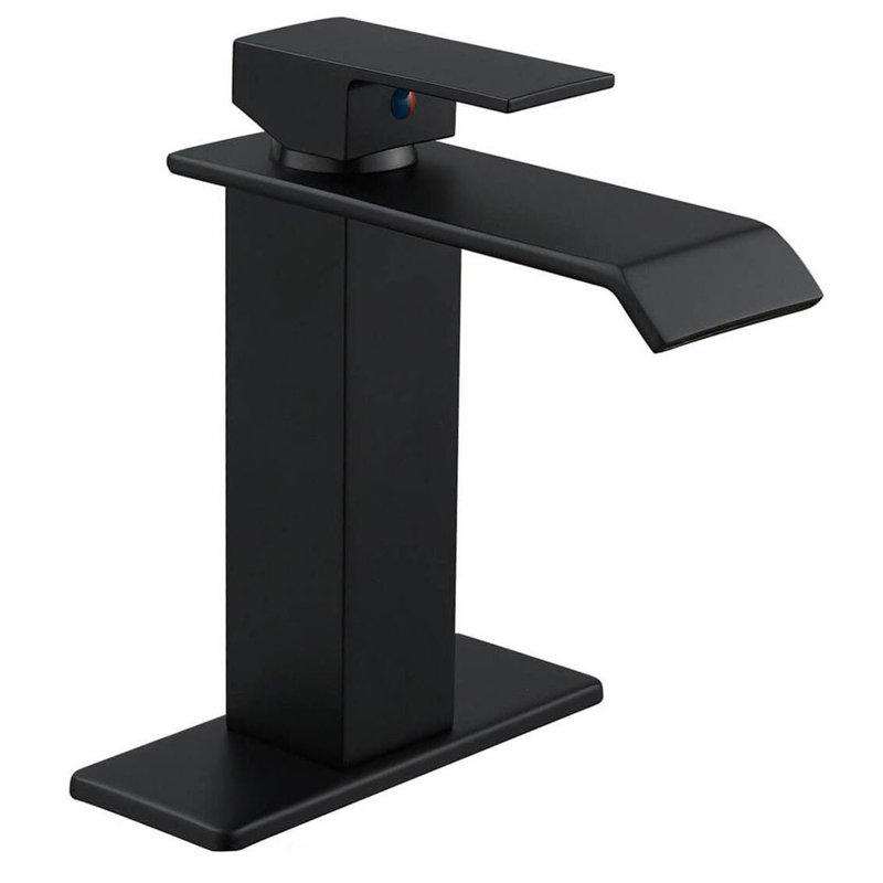 Robinet pour salle de bain à un trou Almeta, Noir mat, Non