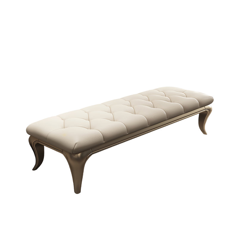 Banc de bout en bois massif Modern Luxury, Blanc cassé