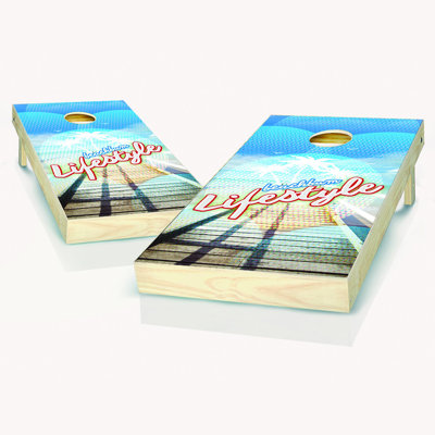 2' x 4' Beach Bum Lifestyle Solid Wood Cornhole Set with Bags
