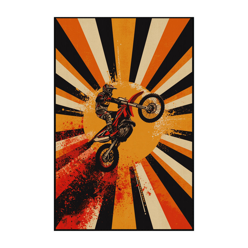 Tapis brun foncé et noir éclaboussé à la machine à motif de sauts de motocross Takengon, 7 x 9