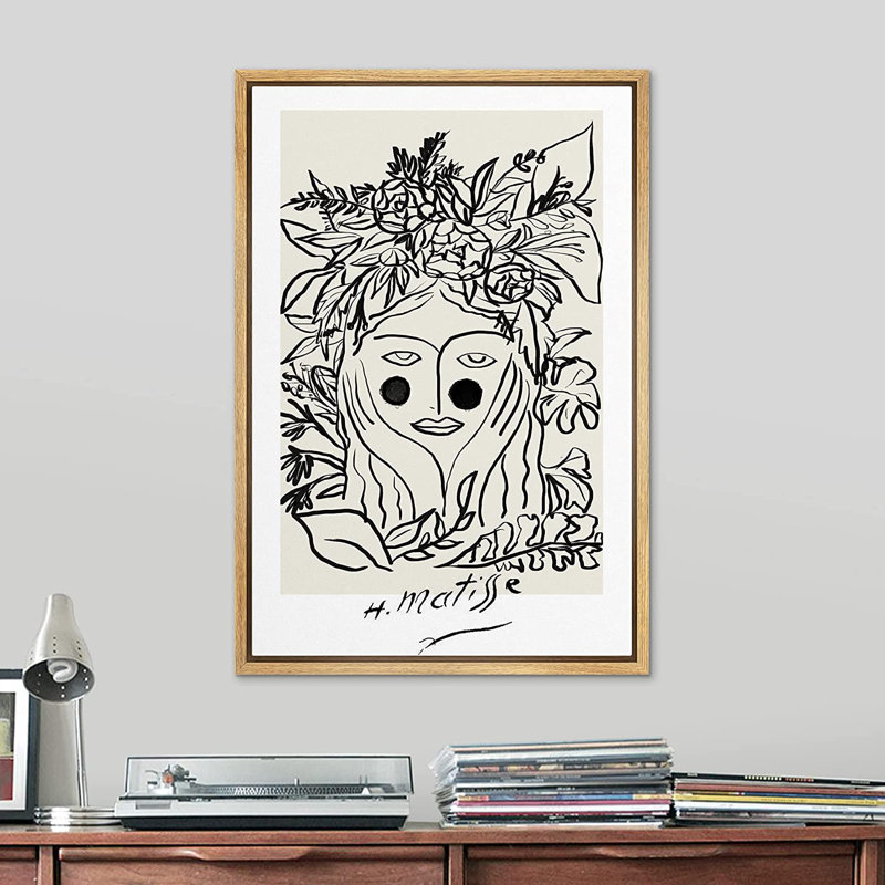 Natural Framed Abstract Geometric Canvas Print, 24" x 36"