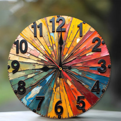 10'' Round MDF Wall Clock with Silent Quartz Movement and No-Drill Hanging Hook(AA Batteries Not Included)