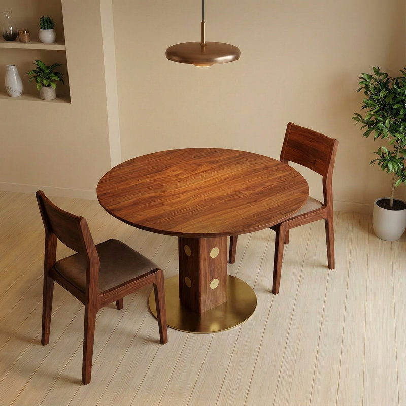 Table de salle à manger ronde 31,5 pouces avec pieds en bois massif et table en bois massif