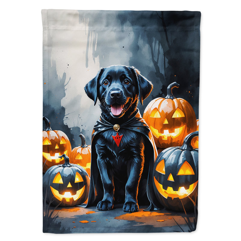 Drapeau de jardin chiot Halloween, Labrador noir retriever