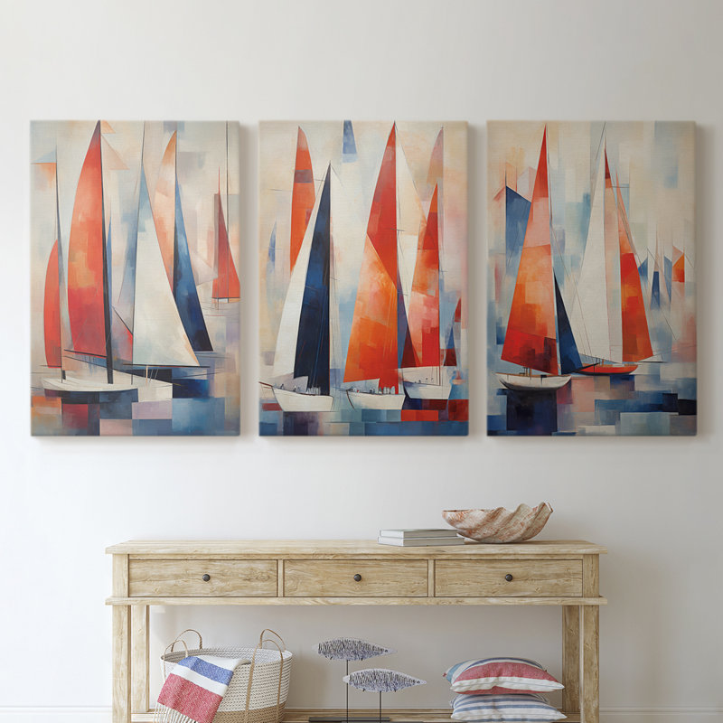 Série Sea and Shore XCIX - Ensemble de toiles tendues avec châssis Premium - Prêt à être accroché