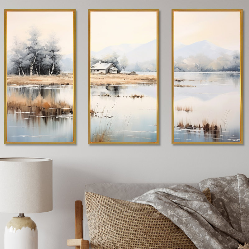 Ensemble de salon Scenic Lake House Tranquility II - Lakes Lakehouse, Cadre flottant doré, H 28 po x l 36 po x P 1 po
