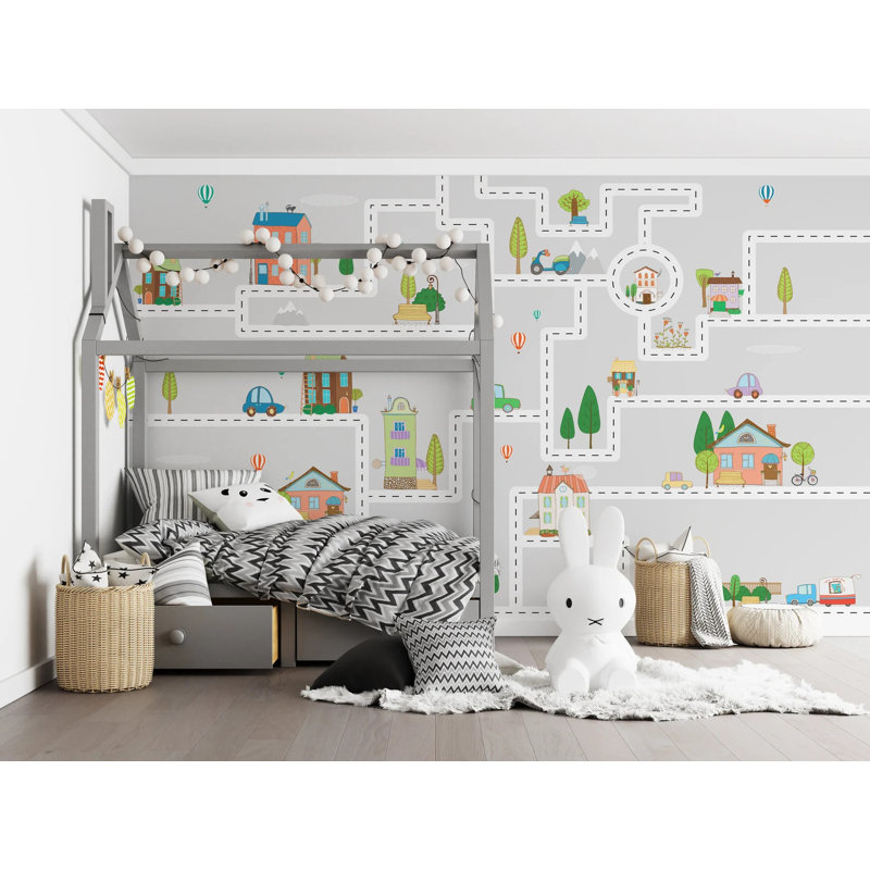 Papier peint amovible maisons maisons, L 105,96 po x L 187 po