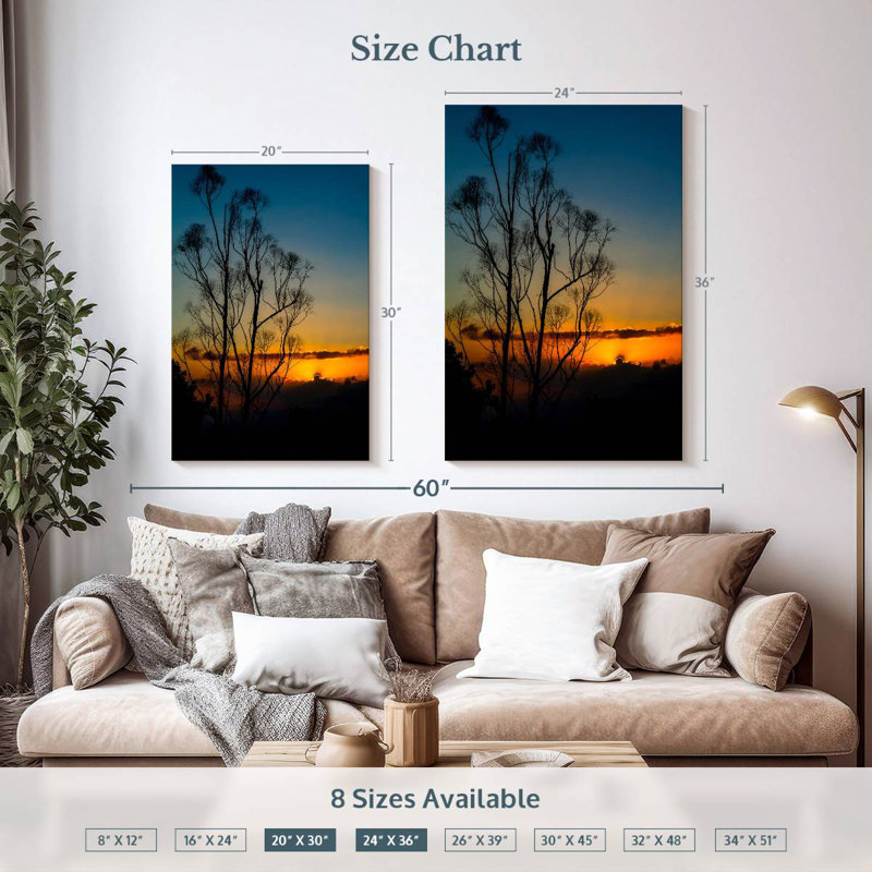 Alvord Tree Silhouette Sunrise, 36" H x 24" W