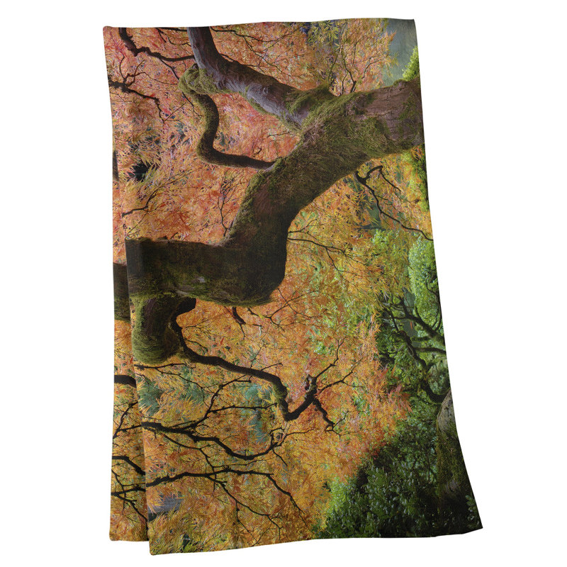 Serviette de thé à arbre d’érable japonais Bourbeau, Jaune, Polyester sergé