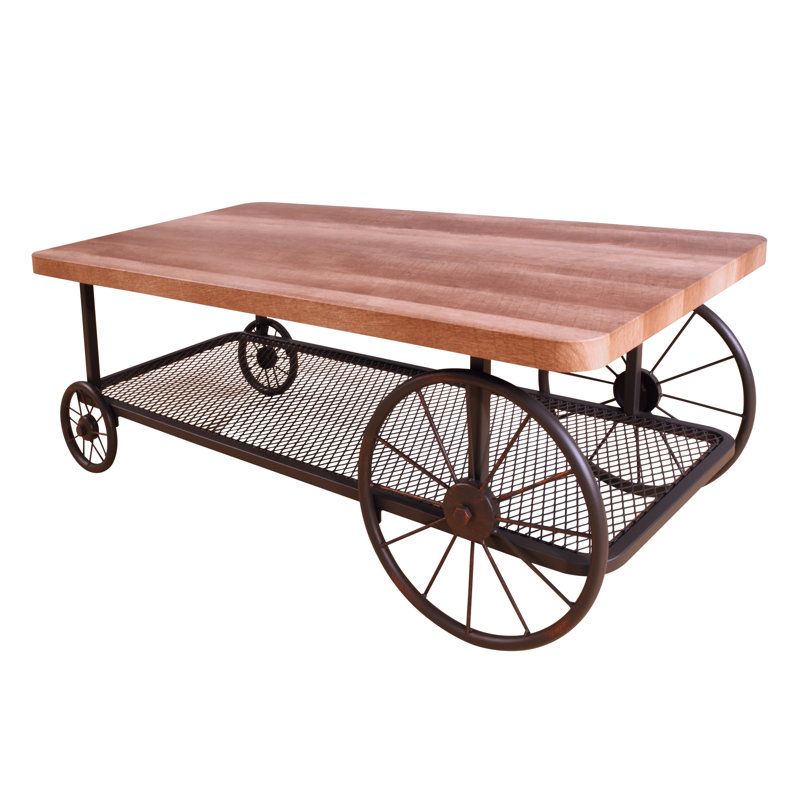 Spacious Coffee Table - Style, Oak & Antique Gray Rustic Charm With Shelf Look