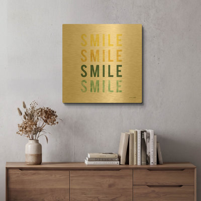 'Smile Smile' By Ann Kelle Gold Metal Wall Art, 24" x 24"