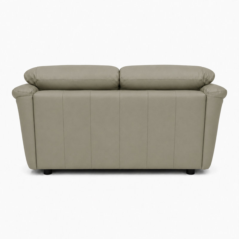 Causeuse en cuir Ramdev, Cuir véritable gris clair, H 34 po x l 58 po x P 36 po