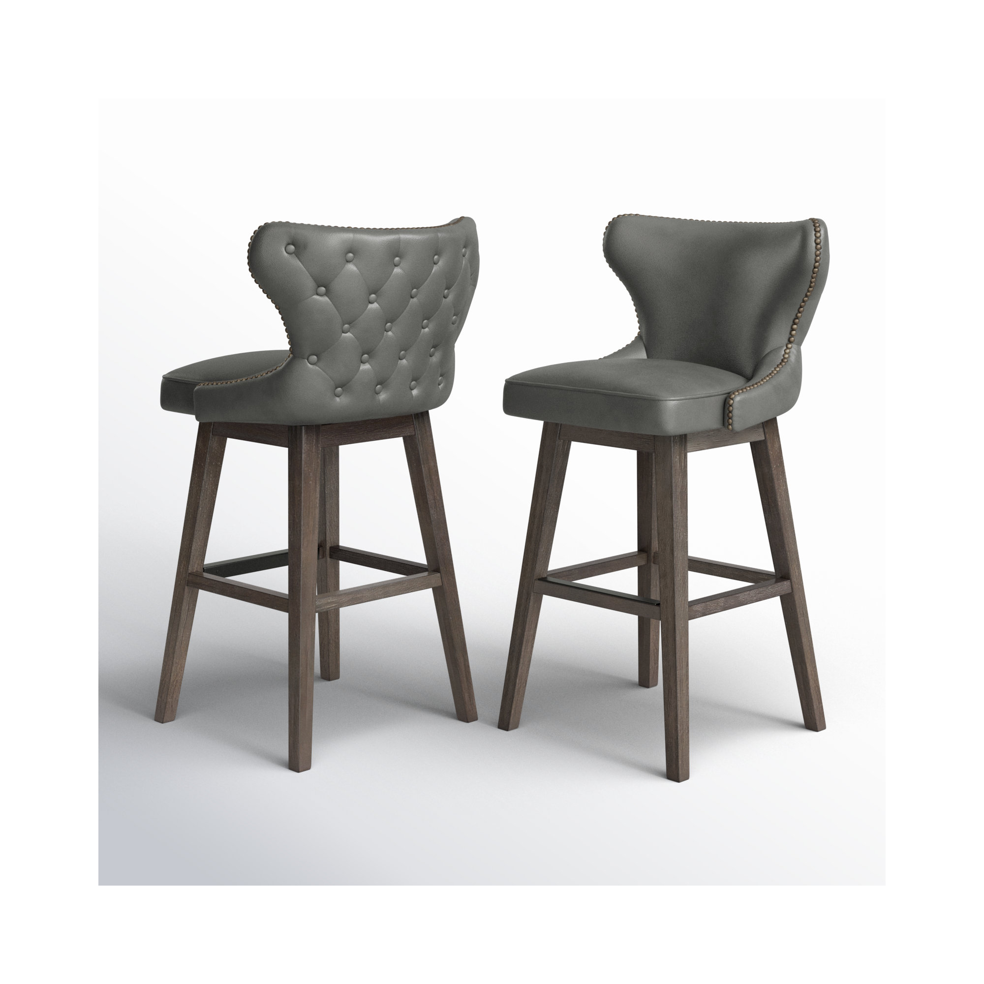 Carline Caraline Swivel Counter & Bar Stool, Wax Elephant Faux Leather, Bar Stool (30" Seat Height)