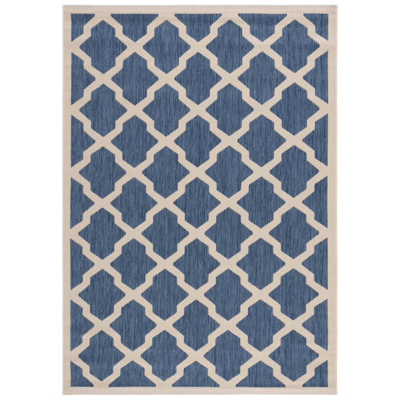 Tapis intérieur / extérieur bleu / beige Bordeaux, Rectangle 5 pi 3 po x 7 pi 7 po