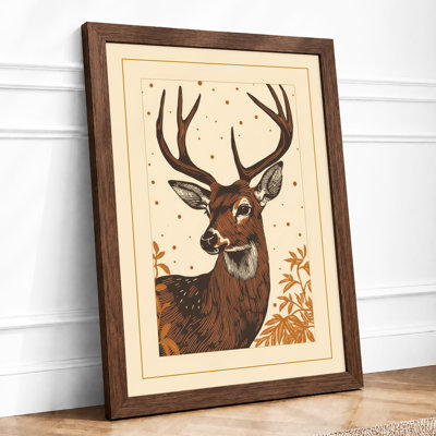 Antlered Portrait Vintage - Framed Print