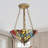 2 - Light Tiffany-Style Stained Glass Chandelier Dimmable Semi Flush Mount Ceilling Light