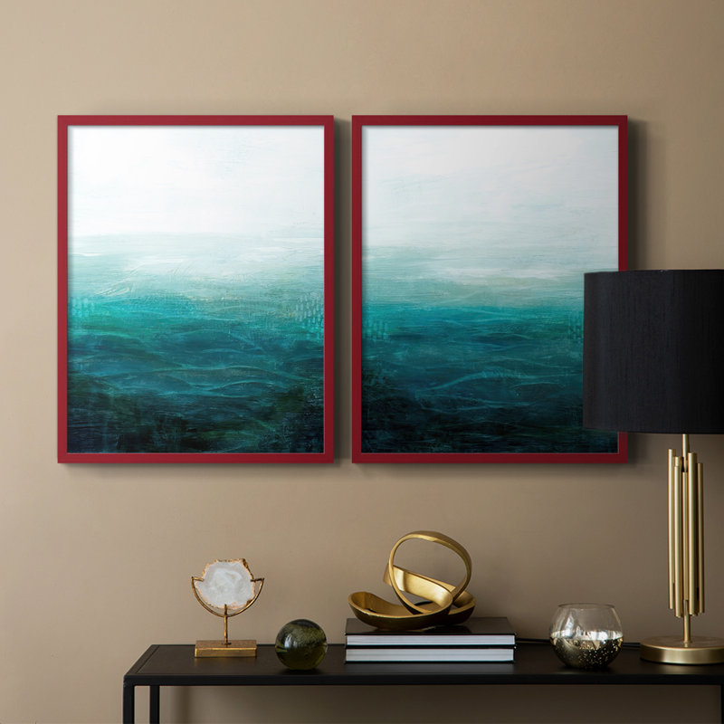 «Drifting Sea I», reproduction encadrée de qualité supérieure - prête à être accrochée - aucun clou requis - aucun clou requis