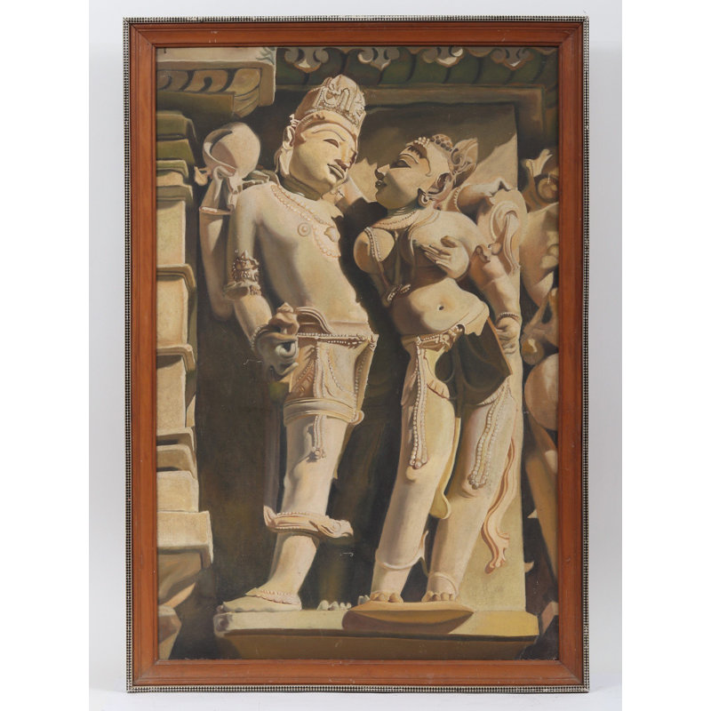 Sculpture Khajuraho | Huile sur toile | Avec cadre