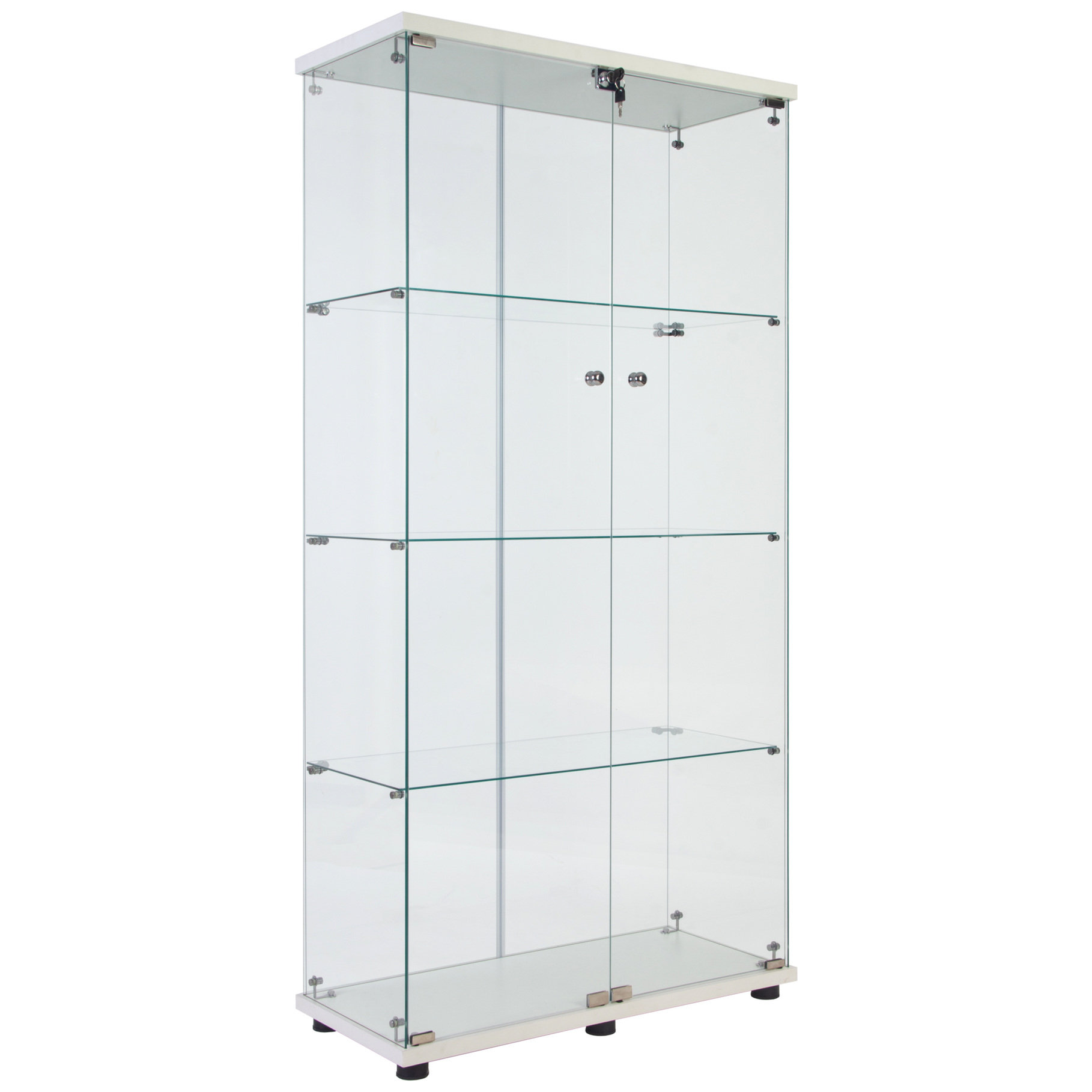 Ivy Bronx White Glass Display Case With 4 Shelves And Lighting, 12 ...