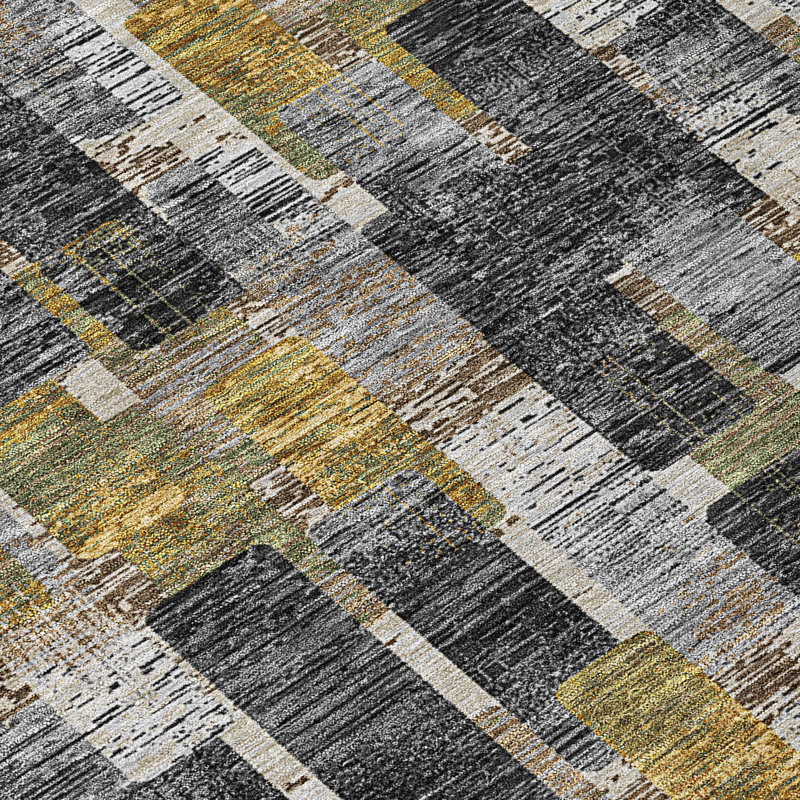 Machine Washable Indoor/Outdoor Chantille ACN2644 Geometric Rug, 10' x 14', Black