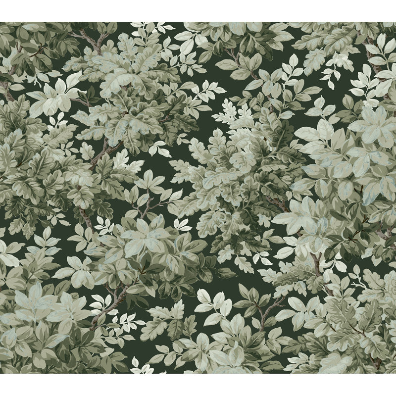 Papier peint à feuilles caduques Greenwood Moss, Vert foncé