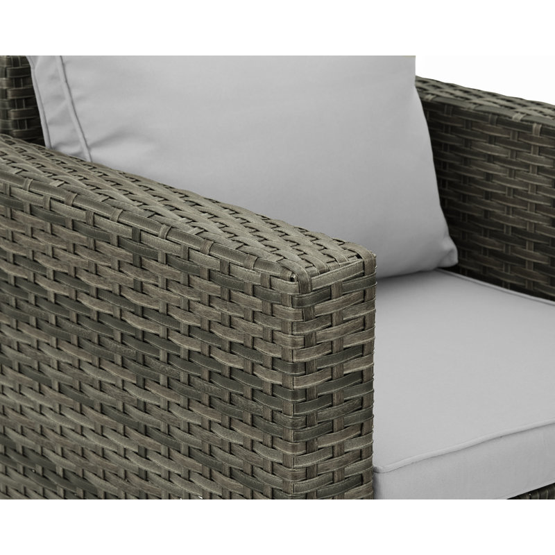Ensemble de conversation d'extérieur 5 pièces avec coussins et chaises longues Caydan, Gris clair