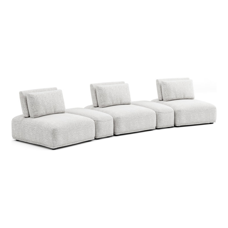 Canapé modulaire 5 pièces Aukeem, Polyester gris