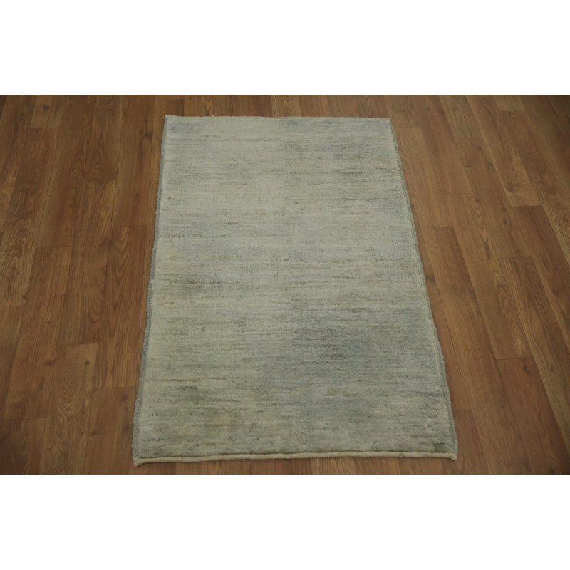 Solid Gray Gabbeh Style Traditional Wool Rug 2x3