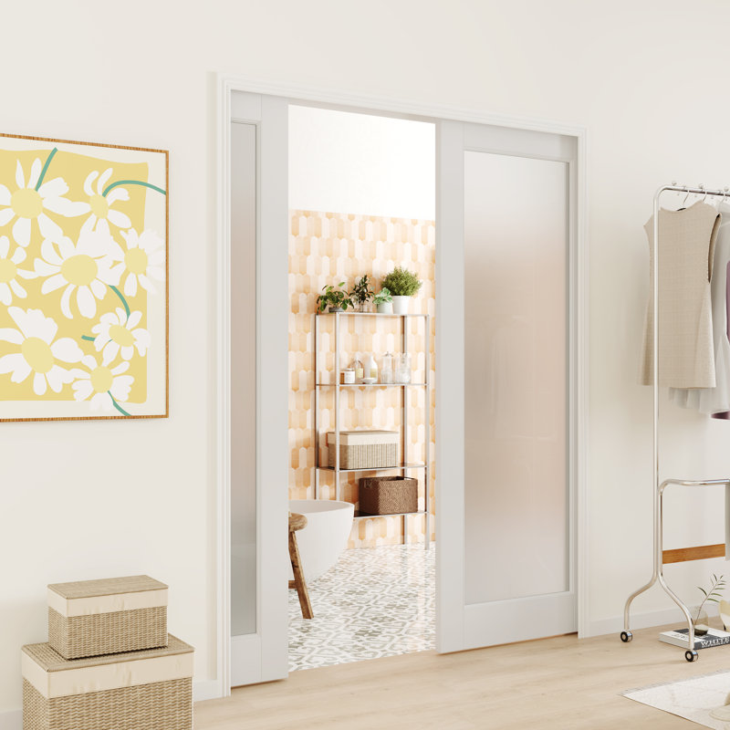 Porte intérieure en verre massif givré Lite avec quincaillerie incluse, 60 po x 80 po