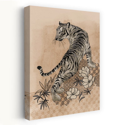 Contemporary Art Bold Contemporary Tiger Flower Wall Art 1 Piece Wrapped Canvas Wall Art